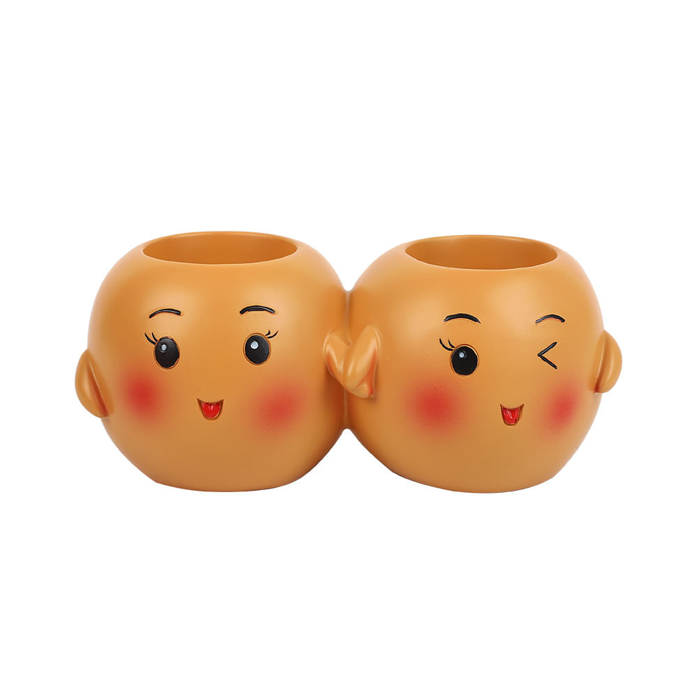 Porta-canetas Creative Resin Double Face Cute Expression D