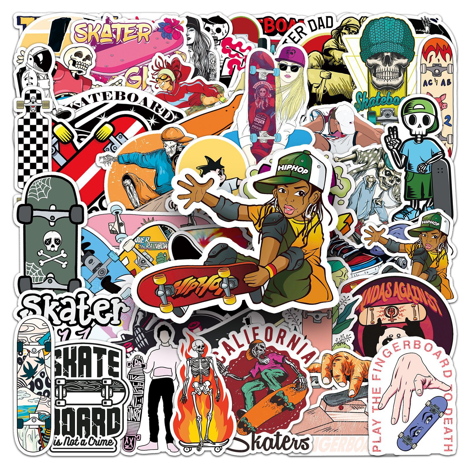 Pacote De Adesivos De Skate, 50 Unidades, Decalques Cool Skater Graffiti