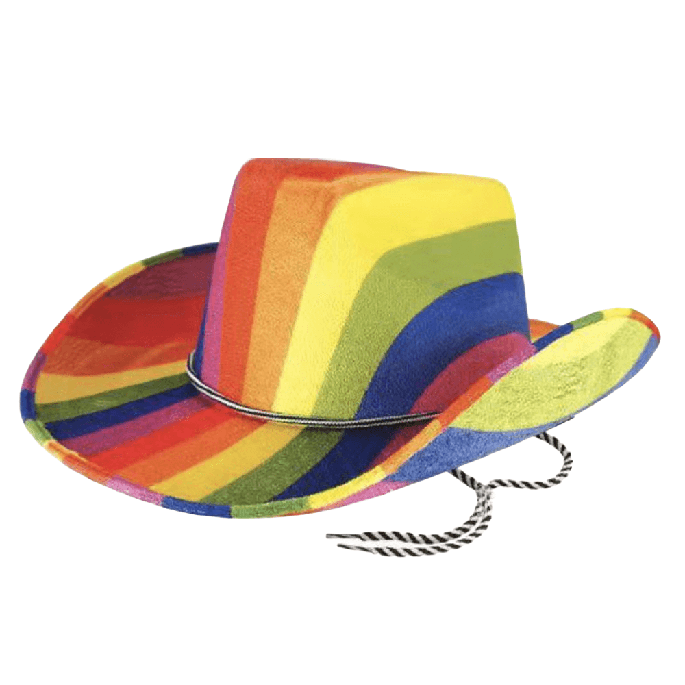 Chapéu De Caubói, Material Composto De Eva Com Listras Coloridas Em Arco-íris