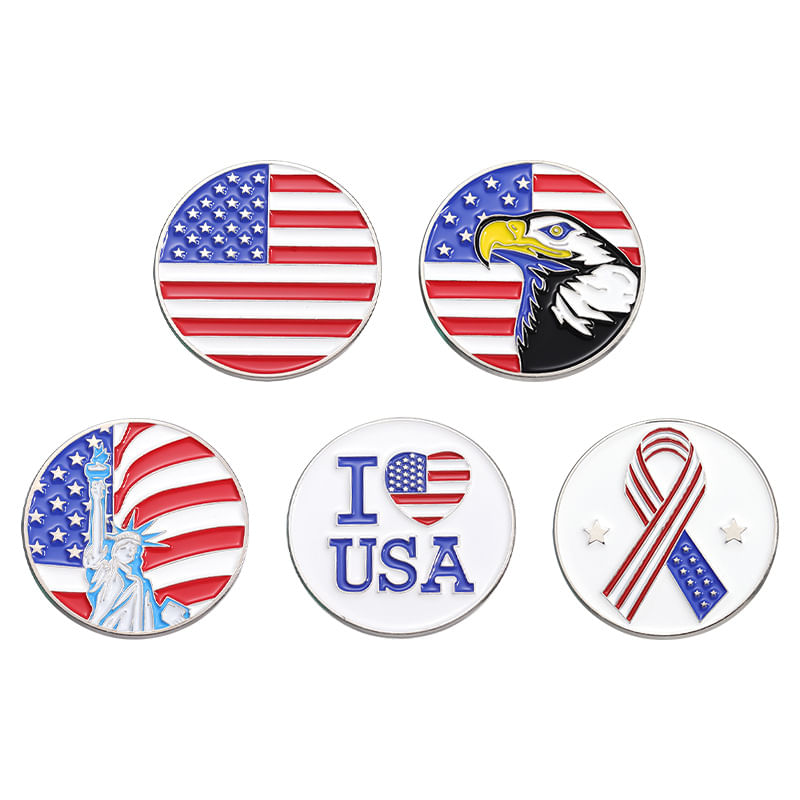 Conjunto De Broches Redondos, Emblemas De Lapela Esmaltados Com Bandeira Dos Eua