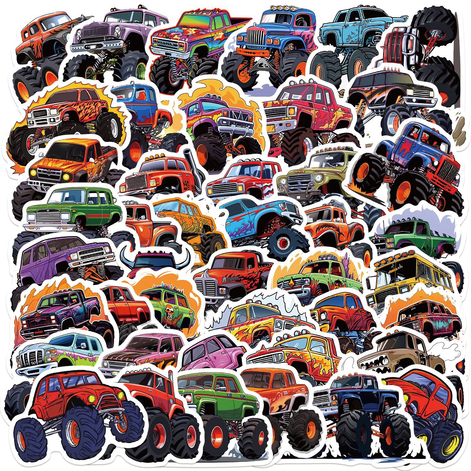 Pacote De Adesivos Monster Truck Cartoon Off-road Vehicle X50