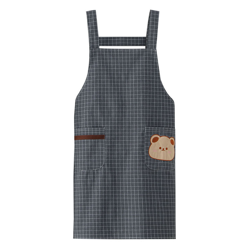 Avental Unissex, Desenho Animado, Urso, Bolso, Estilo Coreano, Poliéster