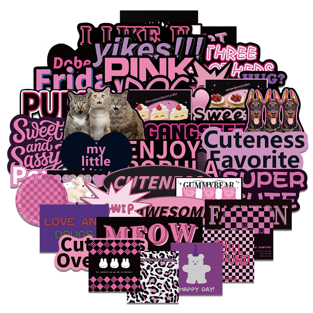 Pacote De Adesivos Retro Cartoon, 50 Unidades De Decalques De Vinil Coloridos