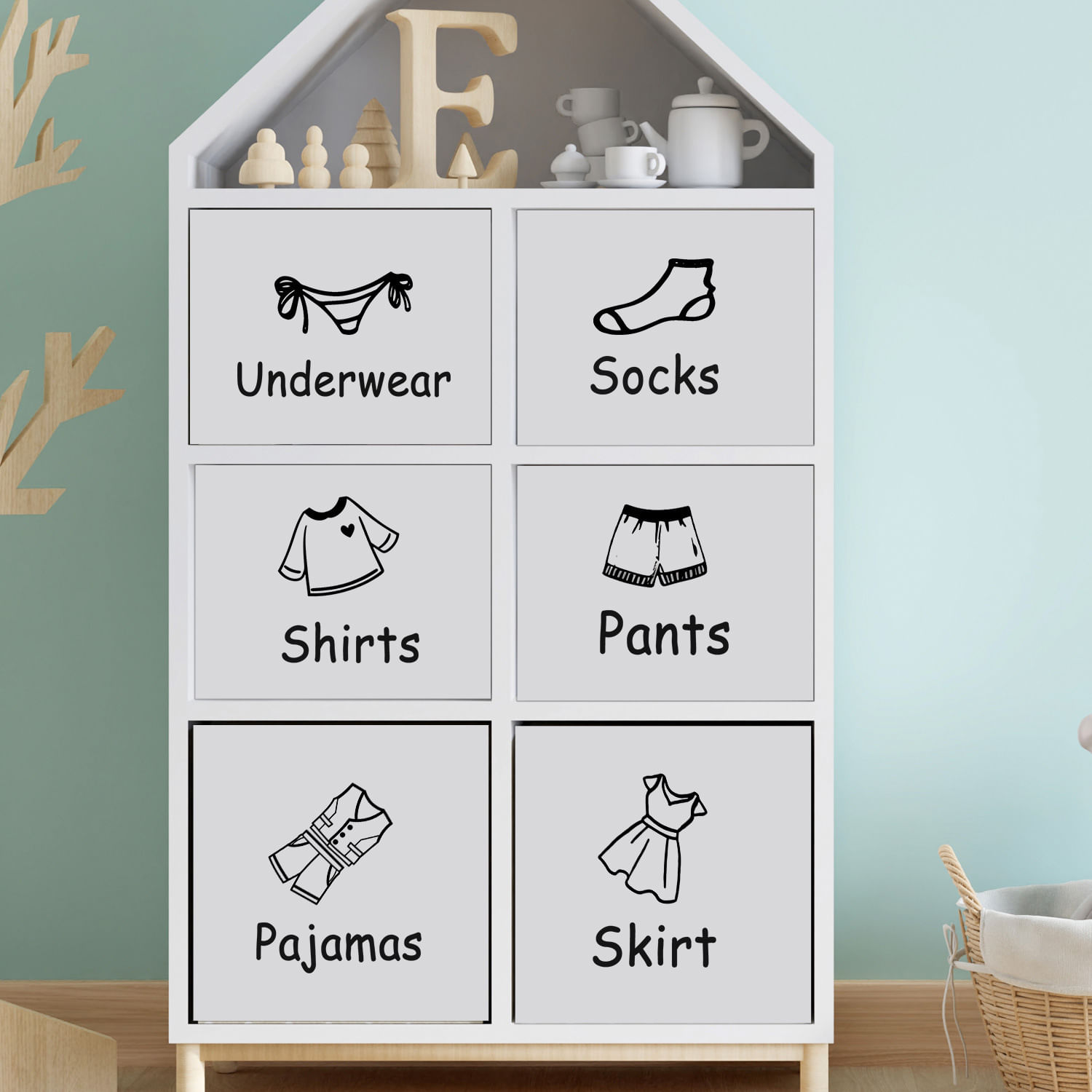 Adesivos De Parede: Creative Clothing Organization, Etiquetas De Gaveta