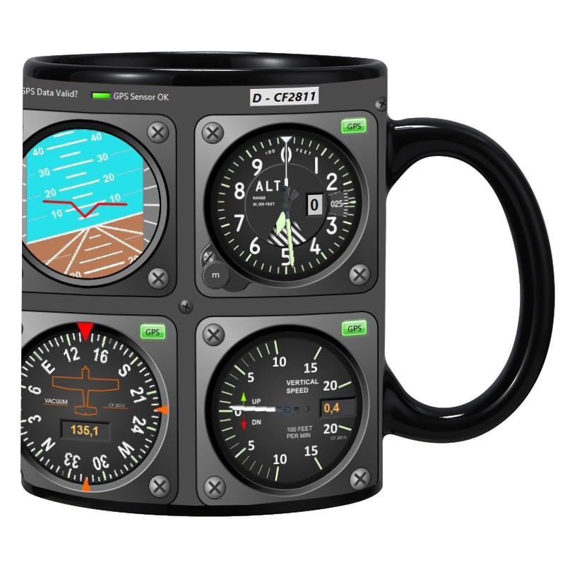 Caneca De Café Aviation Cockpit Instrument Panel 350ml