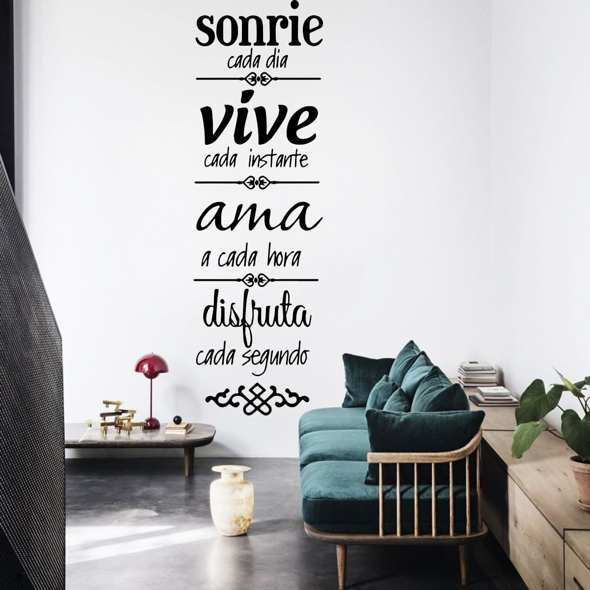 Adesivo De Parede Sonrie, Vive, Ama, Disfruta Spanish Quote 90x28cm