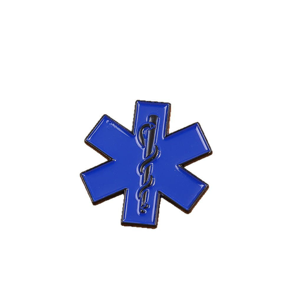 Broche Pin Star Of Life Com Esmalte De Liga Azul Caduceus Symbol