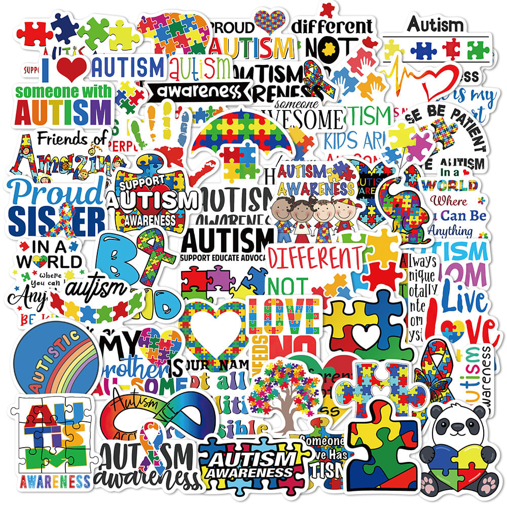 Pacote De Adesivos Autism Awareness, 50 Peças Coloridas De Quebra-cabeça