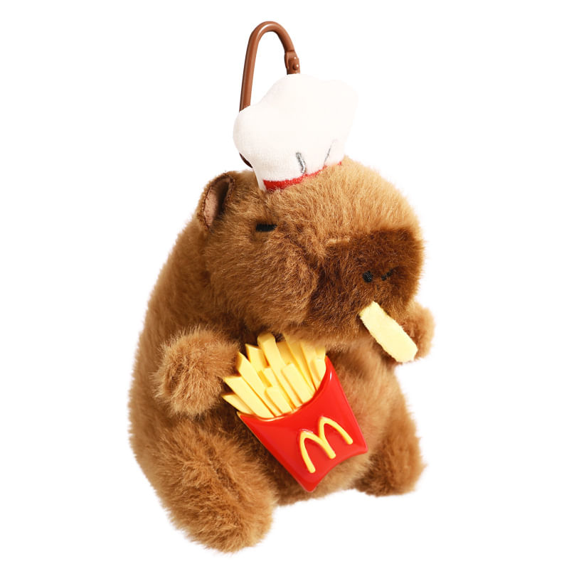 Chaveiro De Pelúcia Cute Chef Capybara Soft Brown