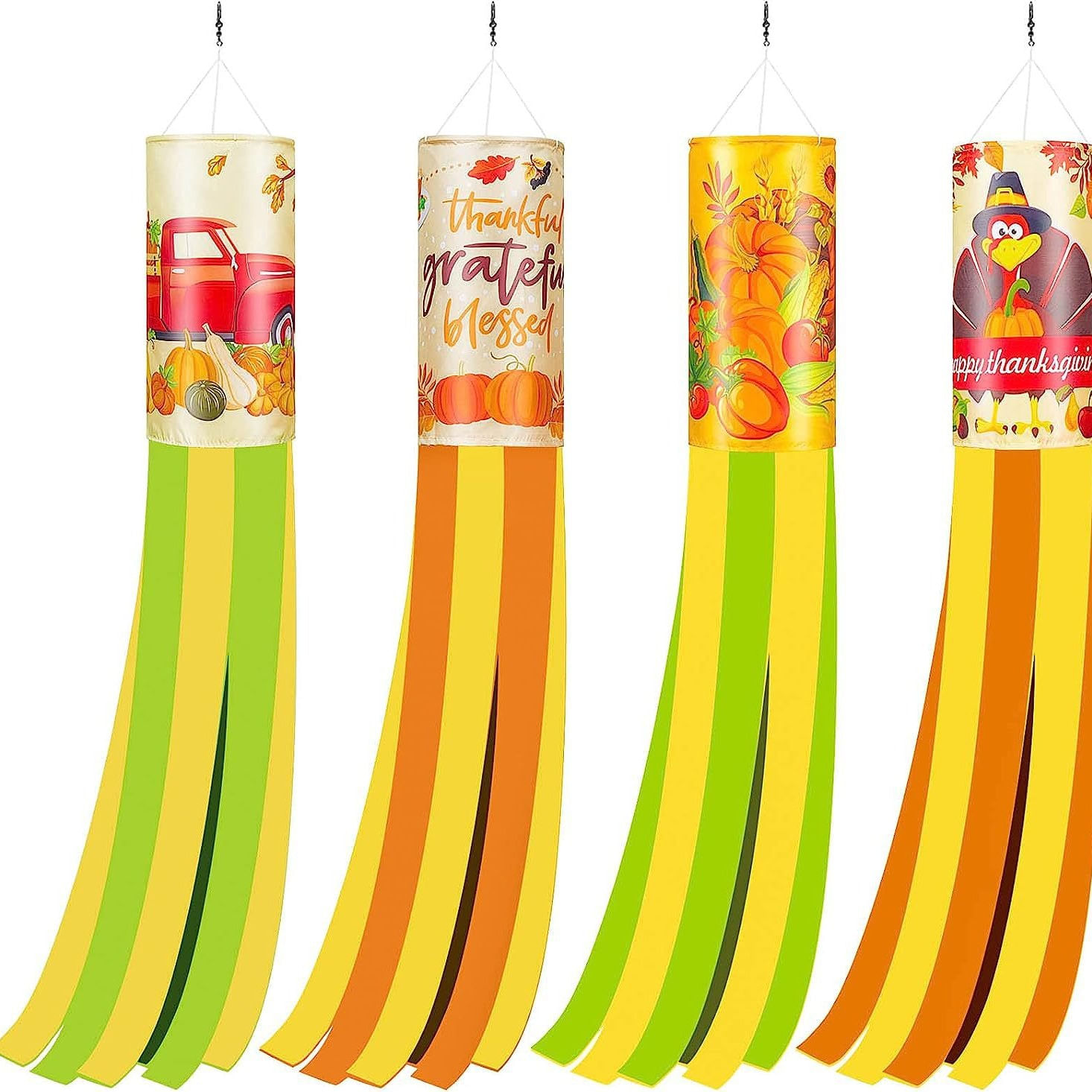 Bandeira Windsock De Ação De Graças 100x15cm Poliéster