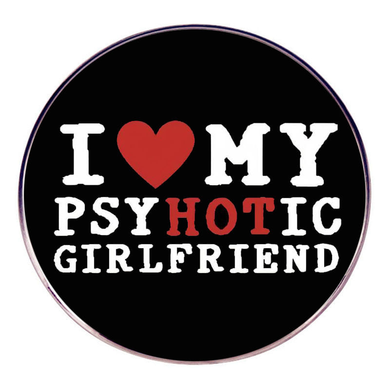 Brooch Pin Funny Badge “i ❤ My Hot Girlfriend” Alloy