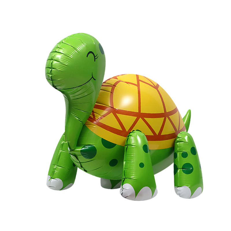 Balão Metalizado 3d Standing Turtle 66cm Verde E Amarelo