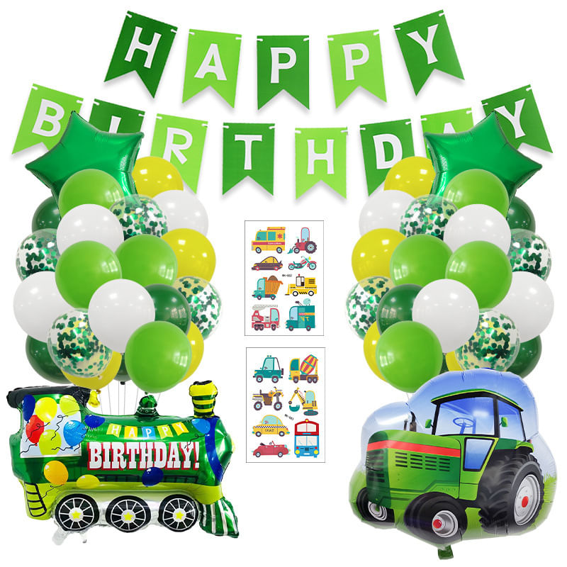Conjunto De Balões Para Veículos De Construção Train Tractor 46 Unidades
