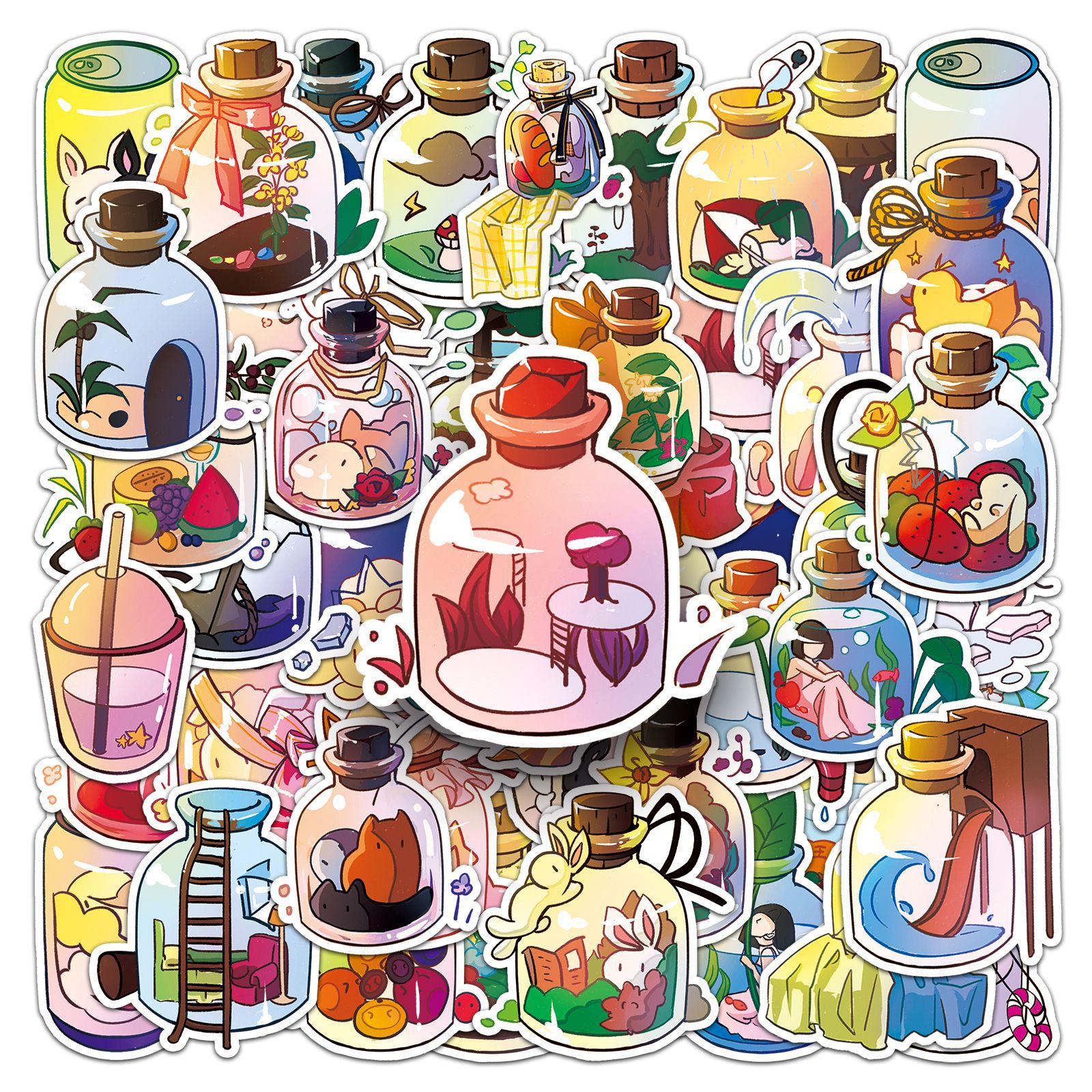 Adesivos Jar World 50 Peças Creative Glass Bottle Landscape