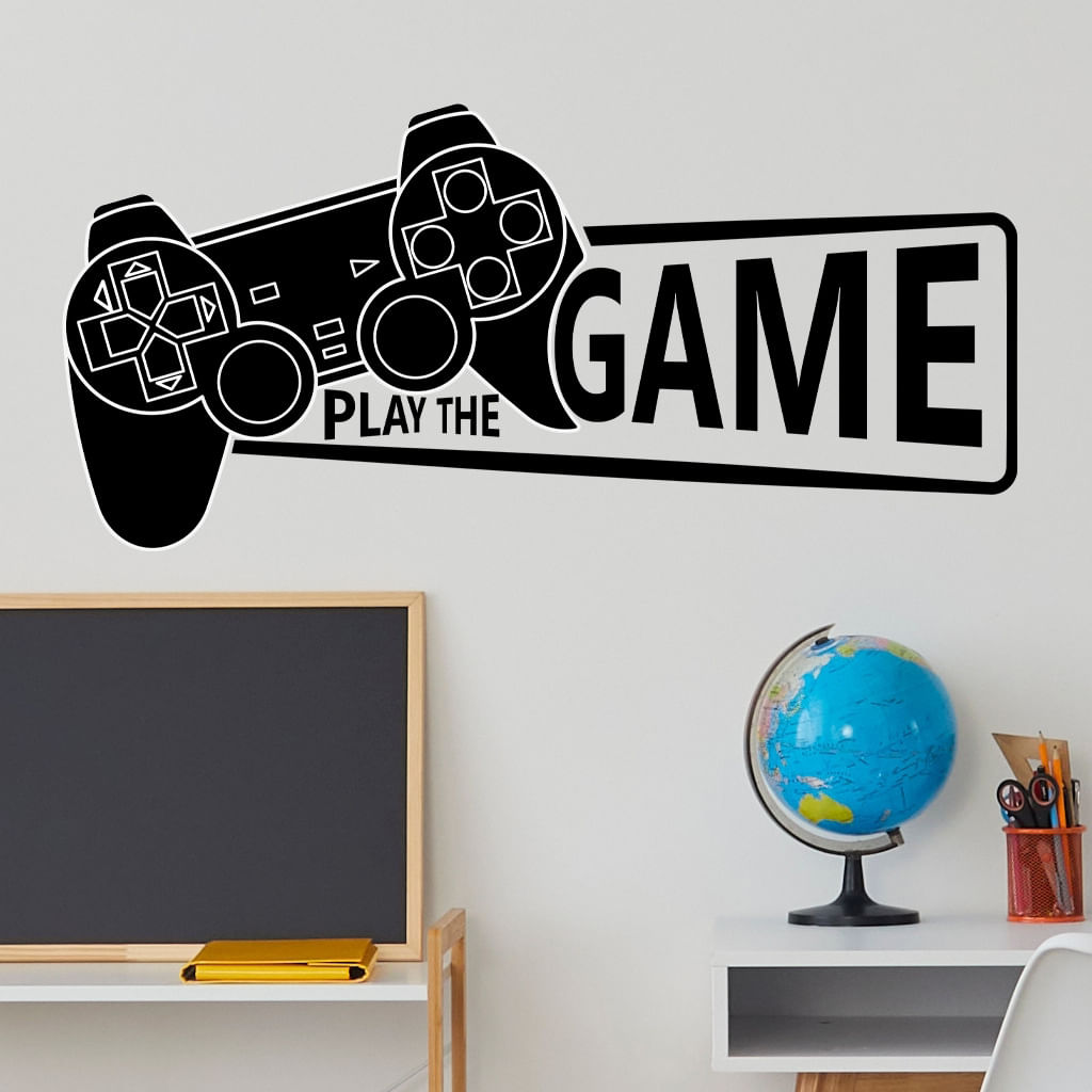 Adesivos De Parede Play The Game Cartoon Game Controller Pvc 30x59cm