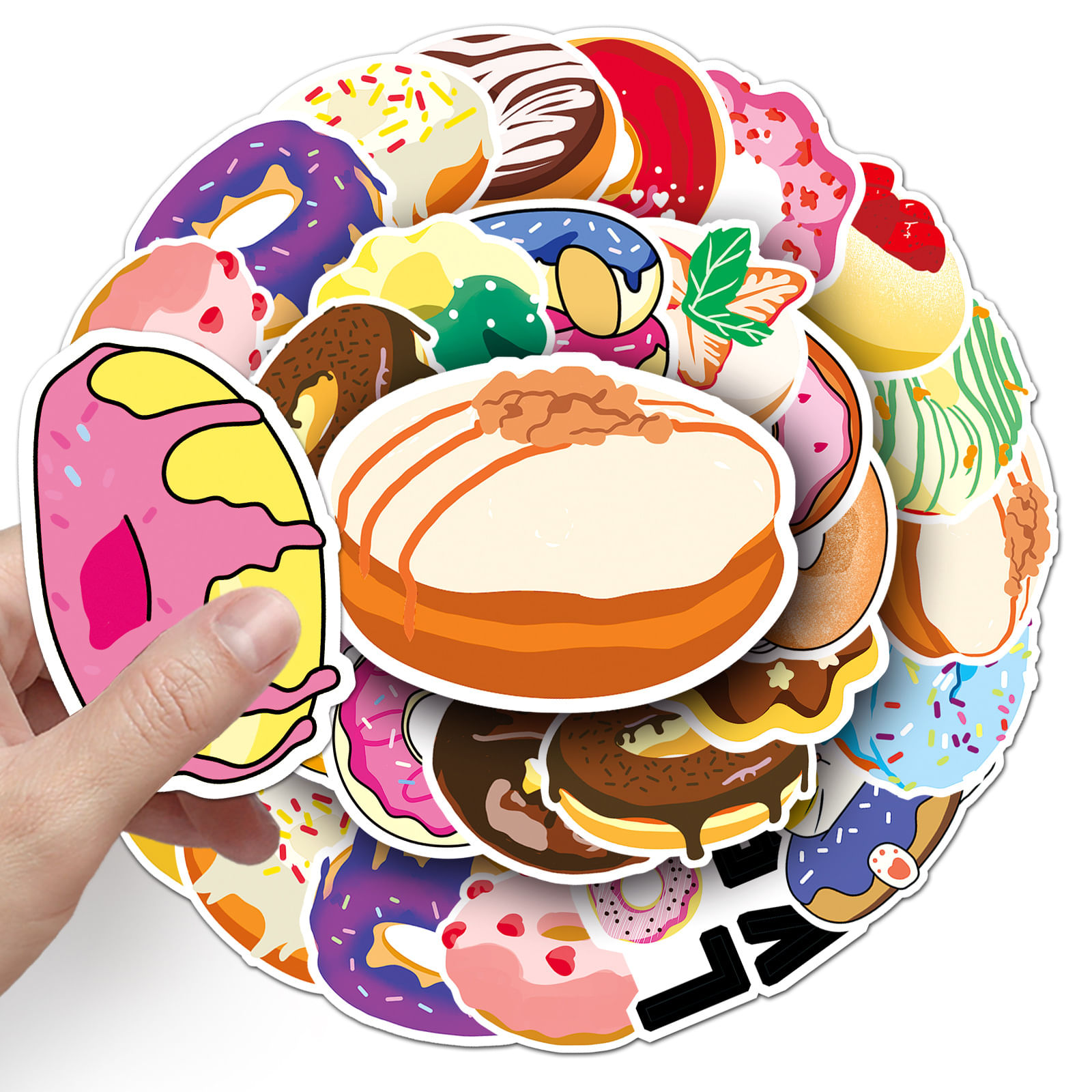 Pacote De Adesivos Donut Dessert, 50 Unidades De Vinil Impermeável Para Bricolage
