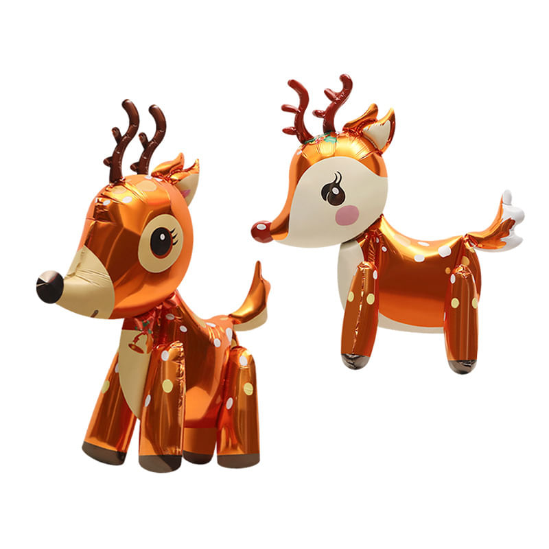 Conjunto De Balões Metalizados Reindeer 3d Standing Cartoon Deer X2