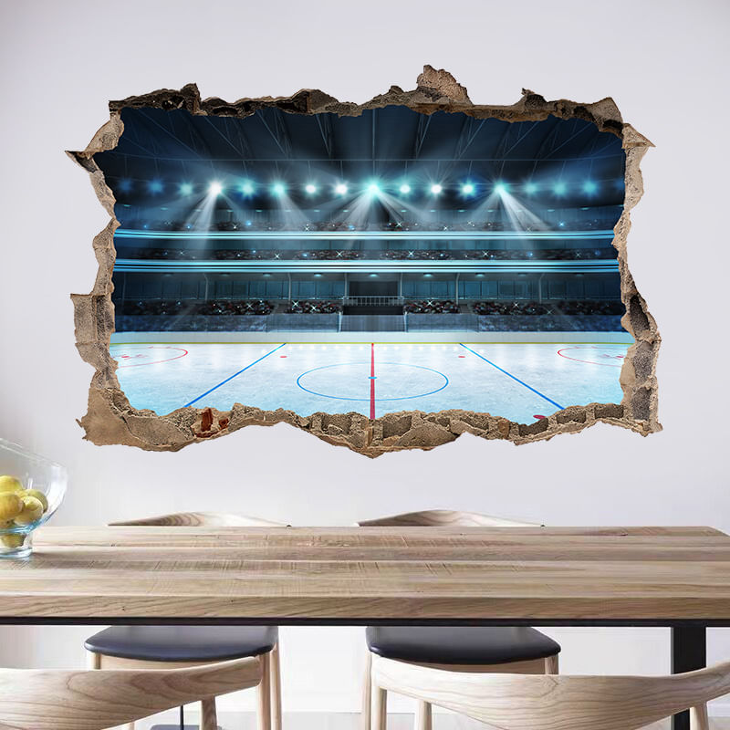 Adesivos De Parede 3d Ice Hockey Rink Sports Arena 40x60cm Pvc