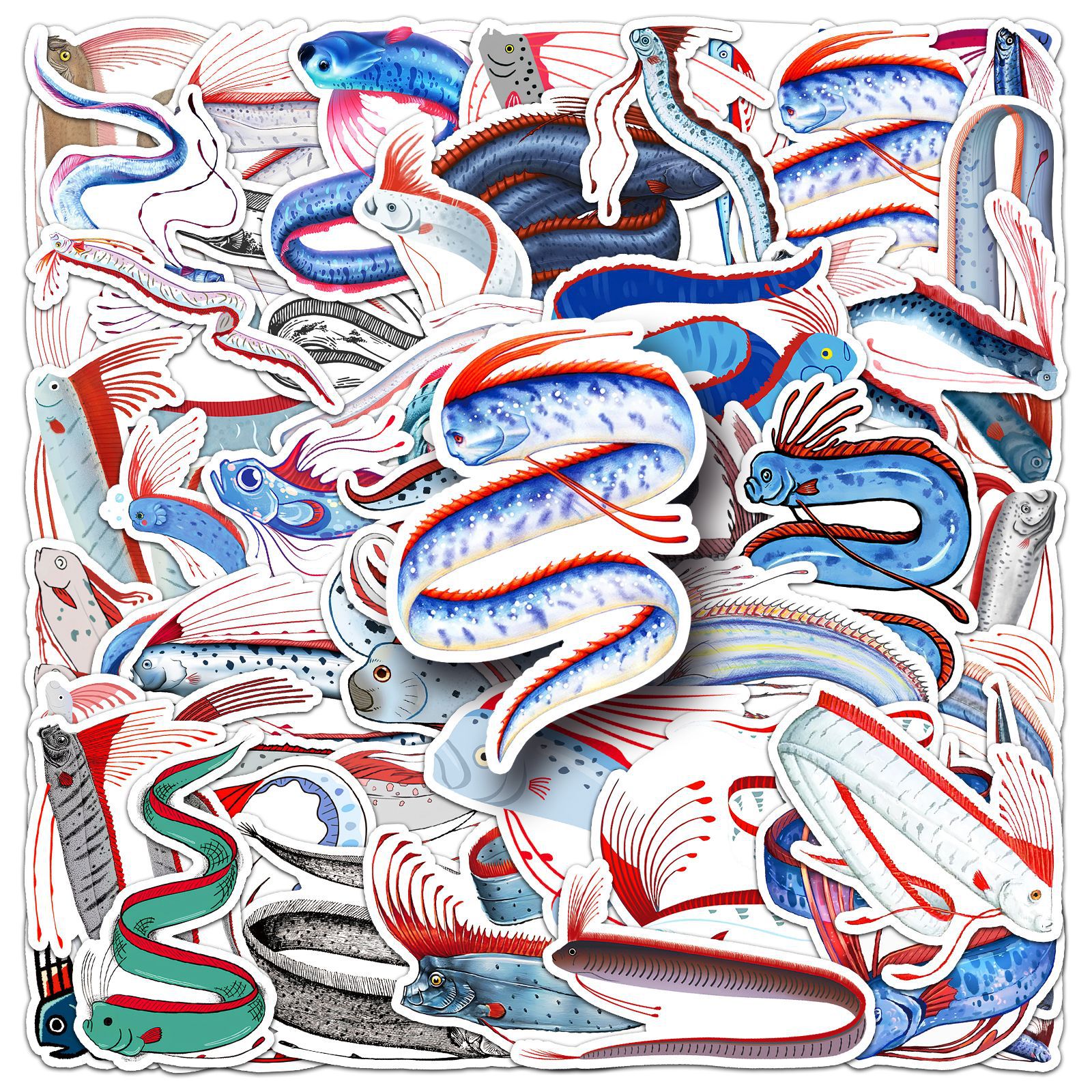 Pacote De Adesivos Deep Sea Fish, 50 Unidades — Colorful Ocean Creature