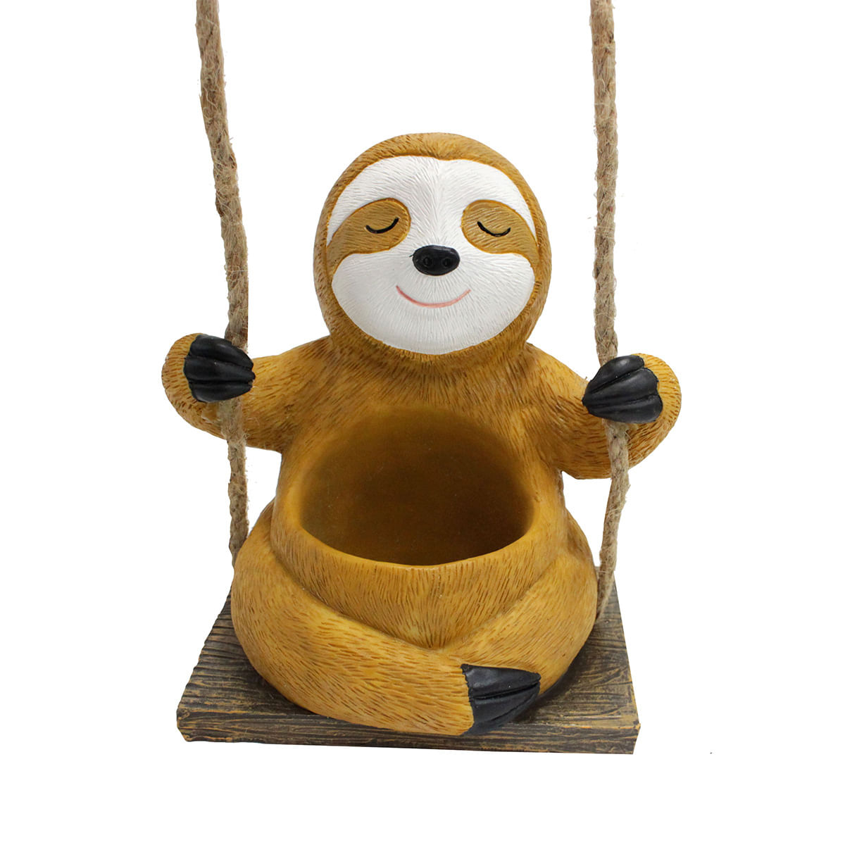Escultura De Decoração De Jardim Sloth On Swing Com Suporte De Plantador