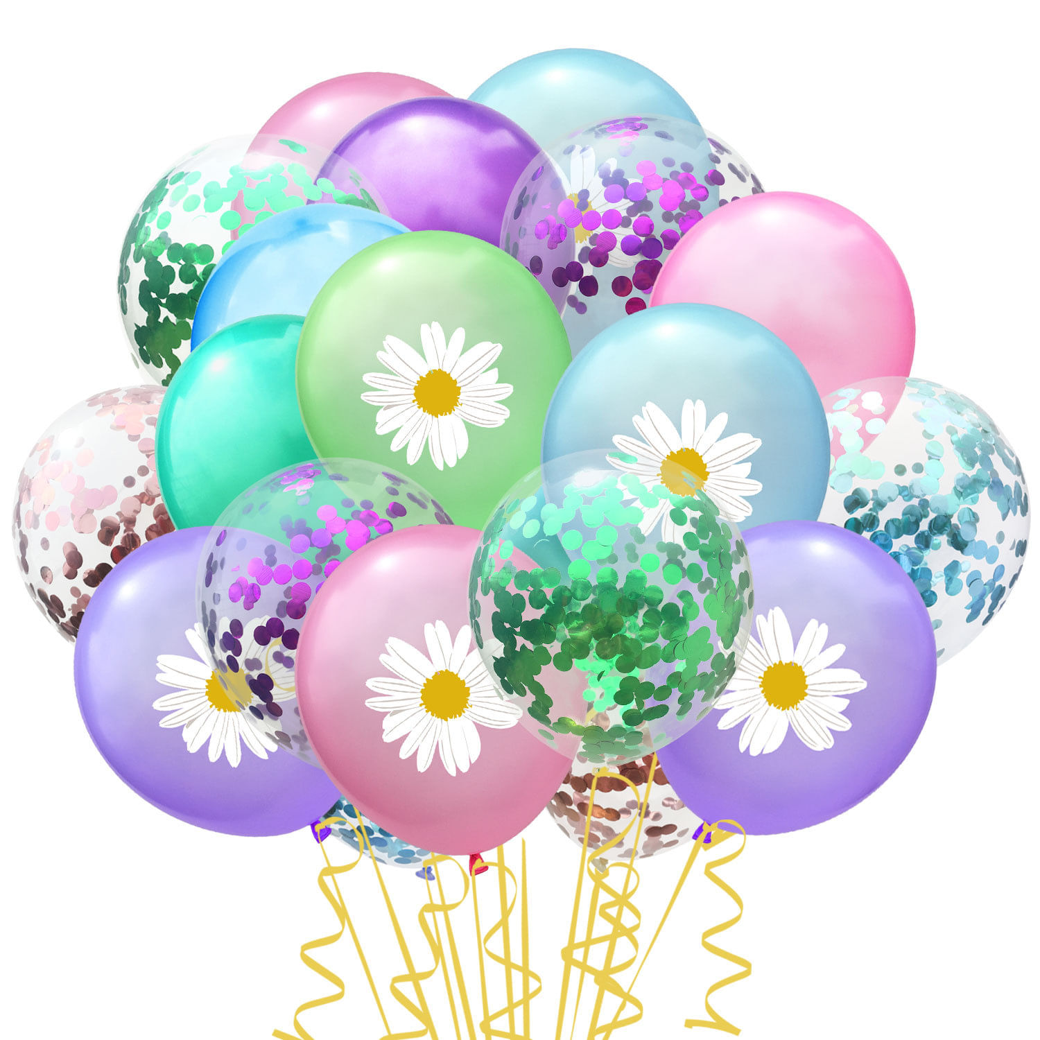 Conjunto De Balões Daisy Confetti 36 Unidades De Látex De 12 Polegadas Para Festa