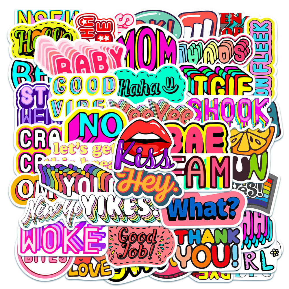 Pacote De Adesivos Cartoon Graffiti Letter 50 Unidades - Vinil