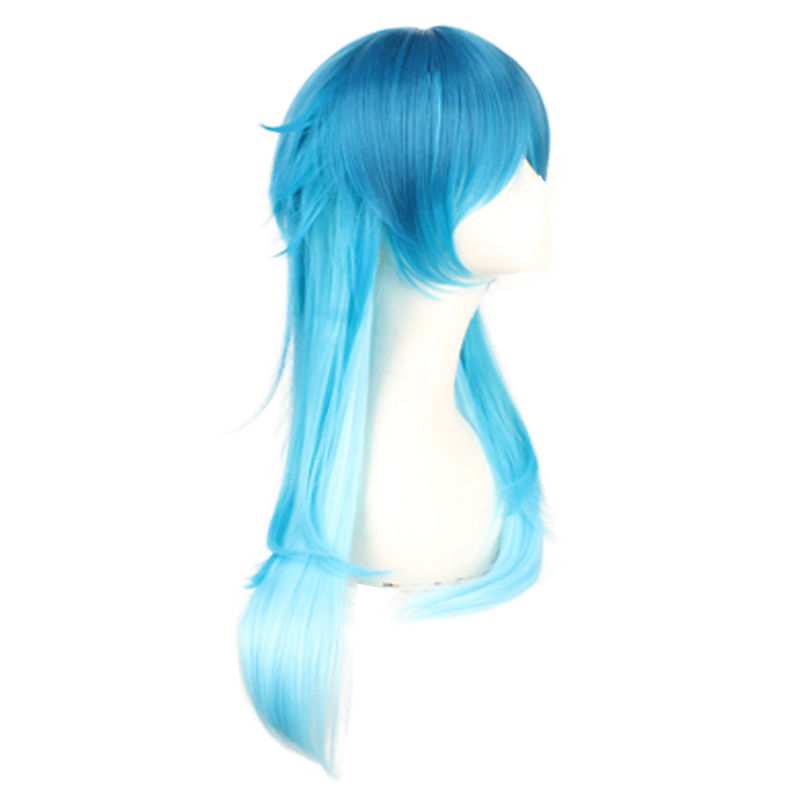 Peruca Cosplay Genérica Longa Azul Gradiente Sintética 60cm