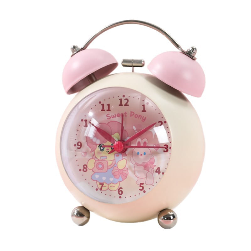 Despertador Cute Pink Pony Large Bell Mechanical D Kids