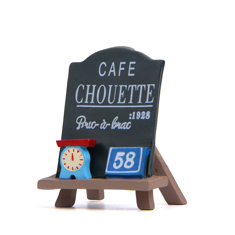 Placa Criativa De Café Francês Com Ornamento De Jardim Com Relógio E Balança