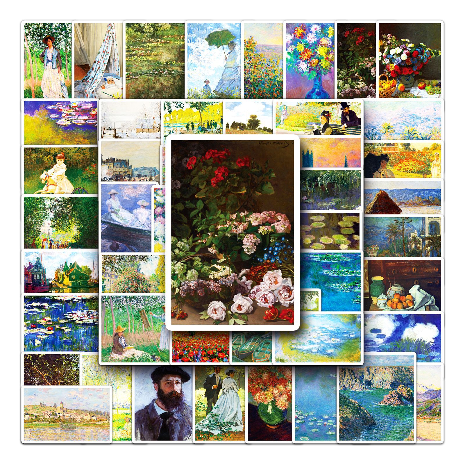 Pacote De Adesivos Monet Painting, 50 Unidades De Vinil De Arte Impressionista