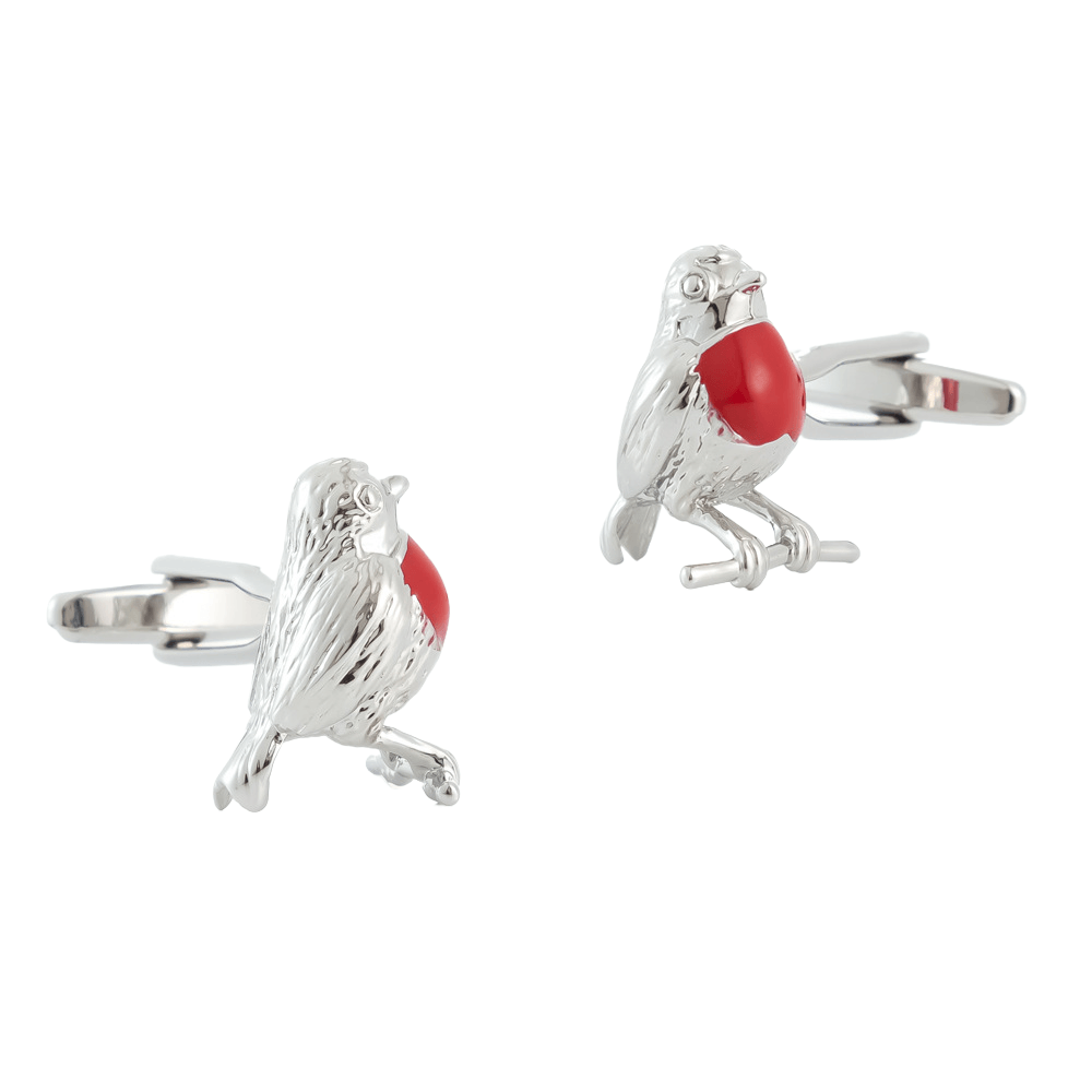 Cuff Links Genérico Robin Bird Prateado Para Homens