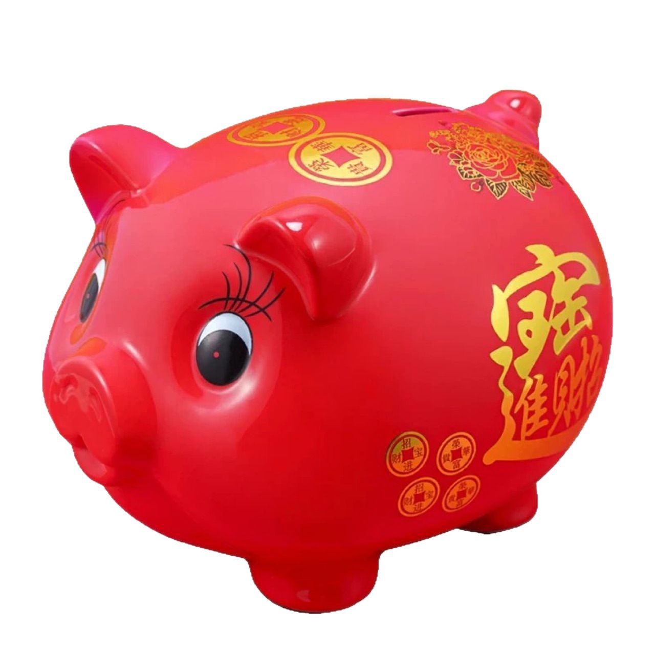 Piggy Bank Red Fortune Large Ceramic Deposit Saving