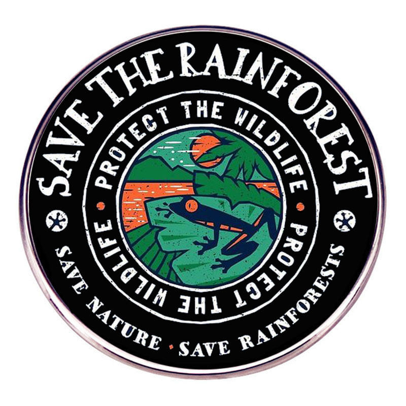 Brooch Pin Save The Rainforest Tree Frog Jungle Scene