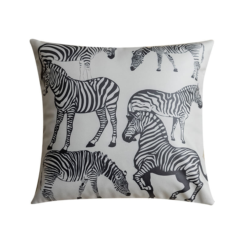 Capa De Almofada Decorativa Em Preto E Branco Com Estampa De Zebra 45x45cm