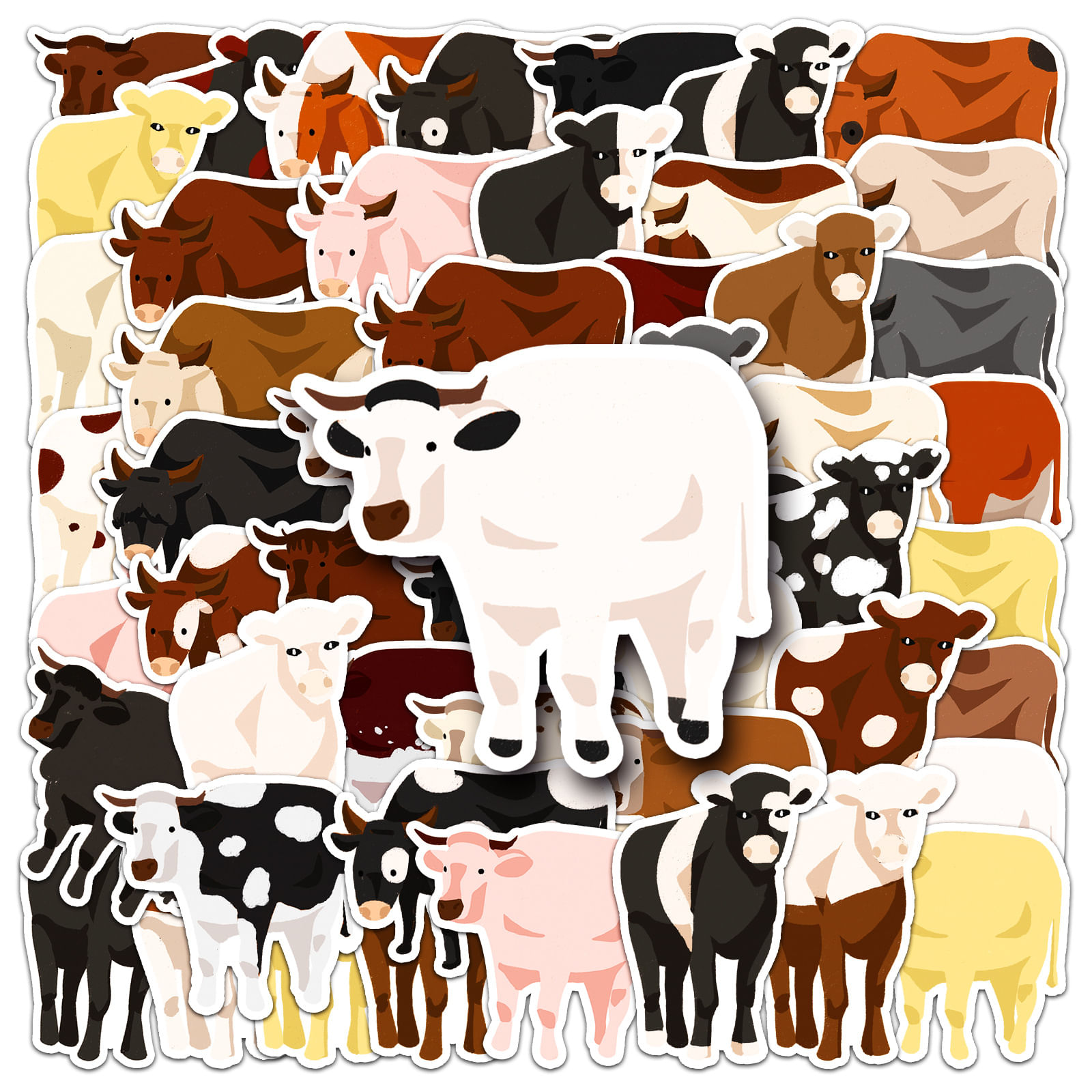 Adesivos Cute Cow Graffiti Cartoon Animal Vinyl 50 Unidades