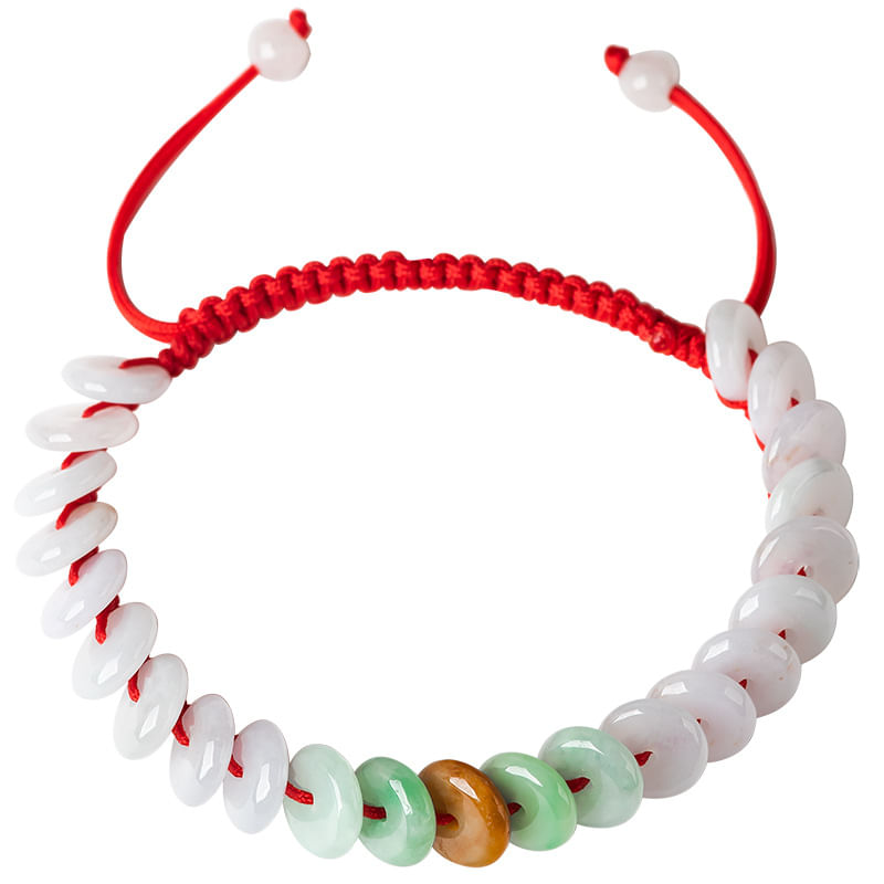 Pulseira Natural Ice Jade Ping An, Pingente, Feita À Mão