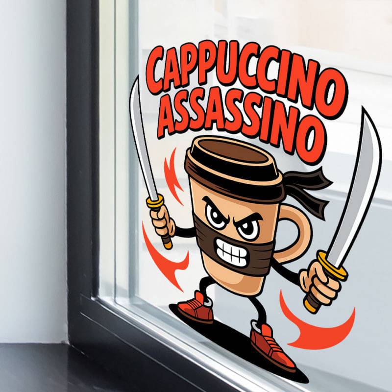 Adesivos De Parede Ninja Cappuccino Assassin Coffee Cup Pvc