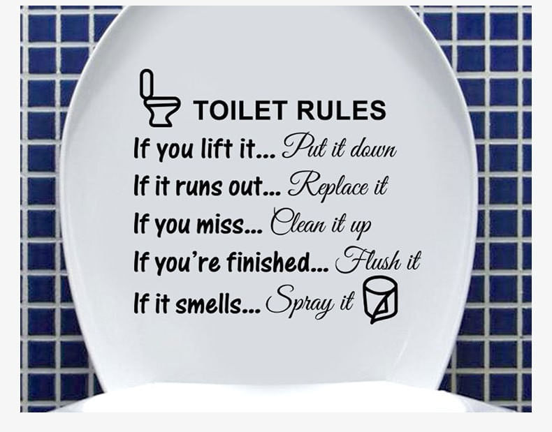 Adesivo De Parede Toilet Rules Funny Bathroom Pvc 29x25cm