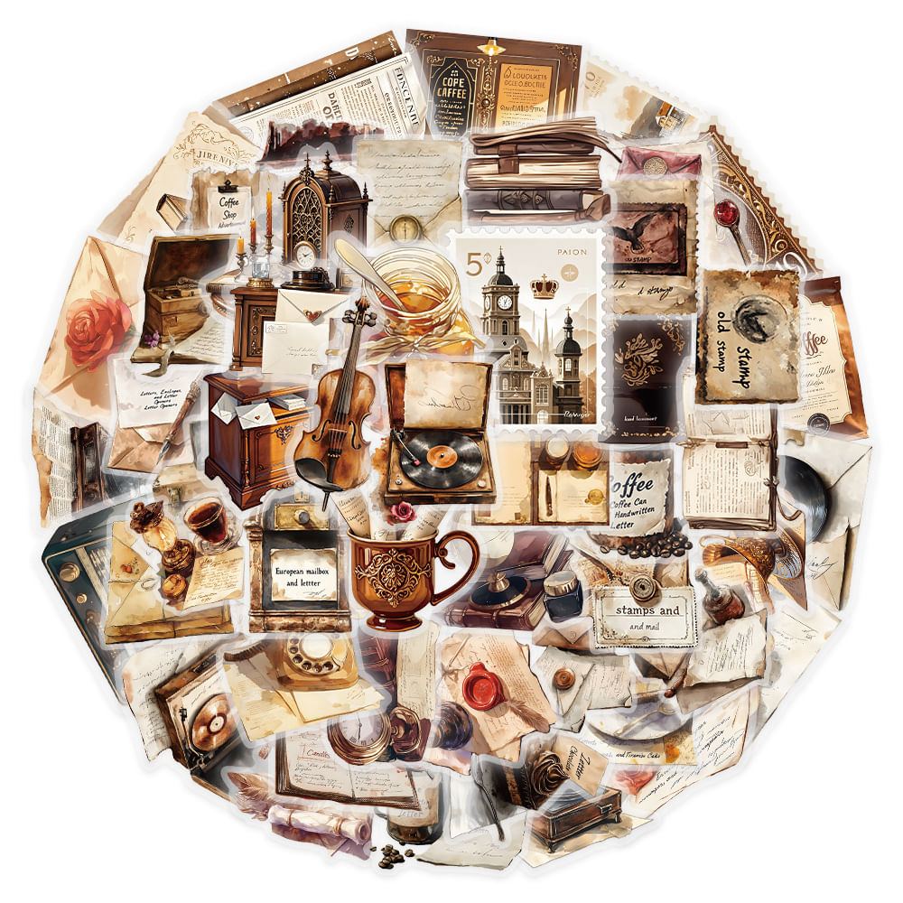 Pacote De Adesivos Vintage Letter, 50 Unidades De Decalque De Vinil Transparente