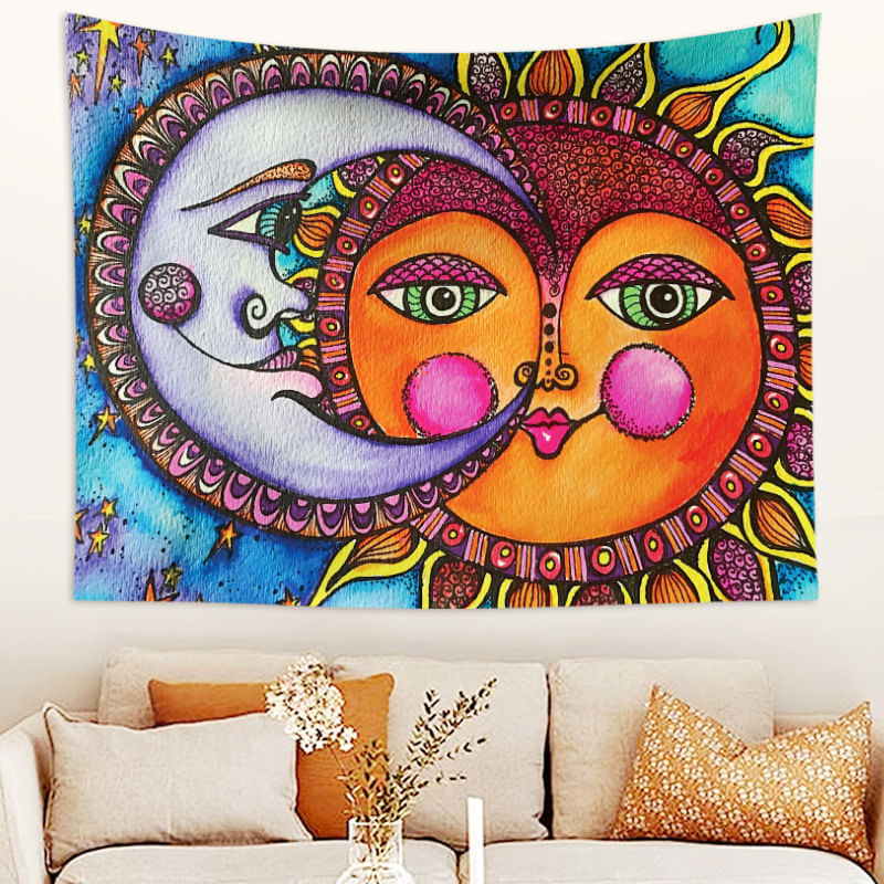 Tapeçaria Sol E Lua Flanela Boêmia 130x150cm