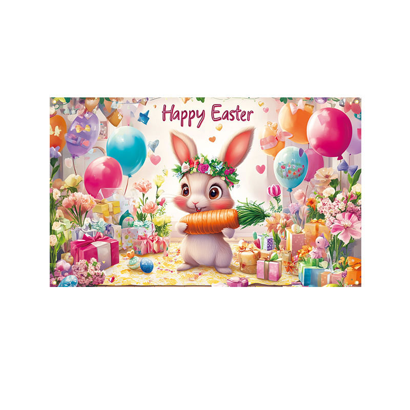 Tapeçaria Pendurada Na Parede Coelhinho Dos Desenhos Animados Da Páscoa 180x110cm