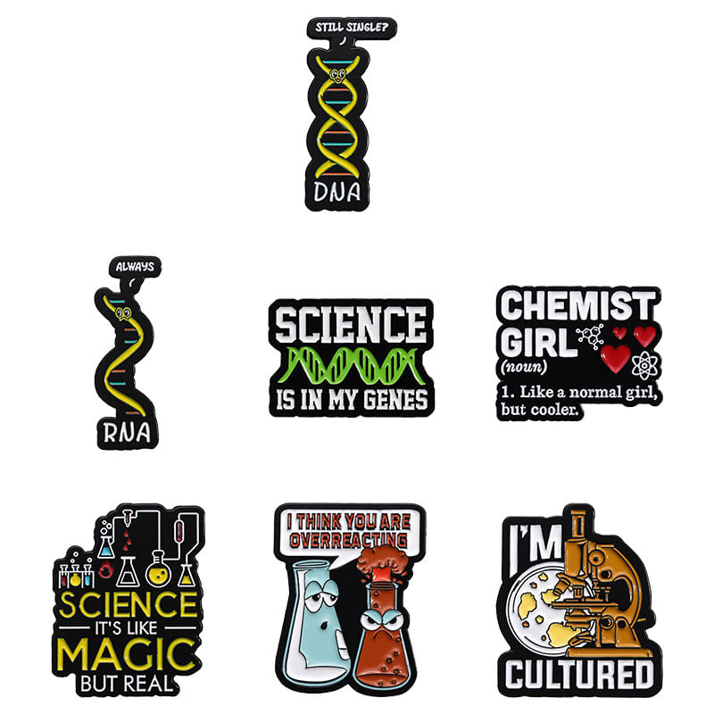 Conjunto De Pinos De Broche Com Tema Científico Dna Rna Molecule Design