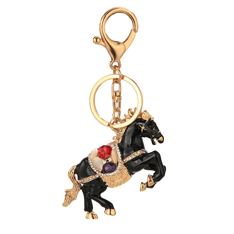 Chaveiro Creative Black Horse Enamel Strass Alloy