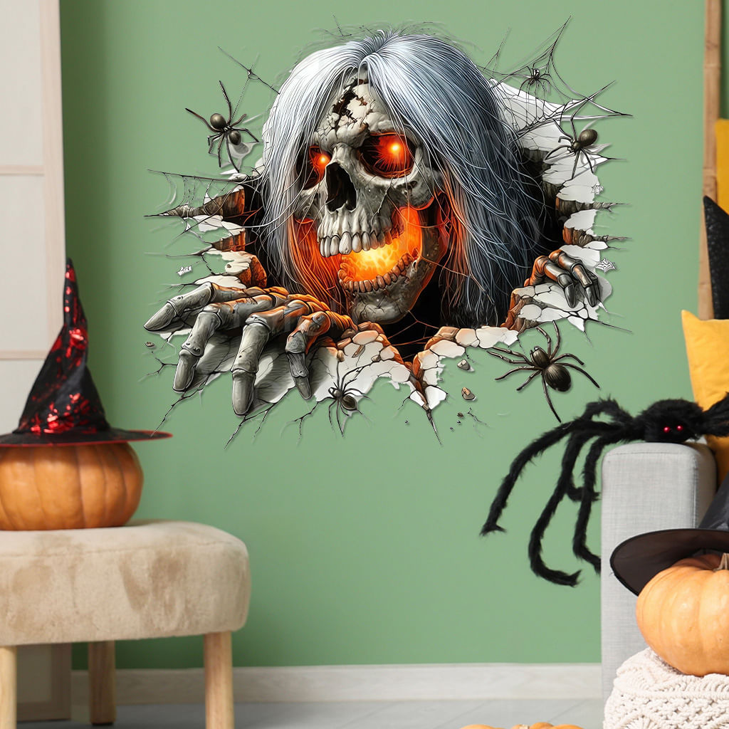 Adesivos De Parede Halloween Skull Creepy Skeleton Com Glowing E