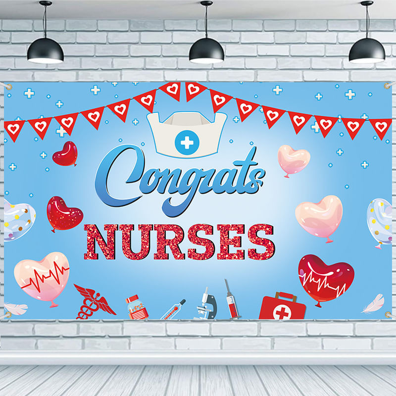 Tapeçaria Para Pendurar Na Parede Nurses Day Blue Medical Theme 180x110cm