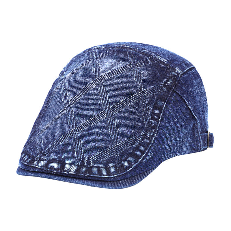 Chapéu Jeans Unissex Fashion Gatsby Newsboy Com Boné Plano 30x20x11cm