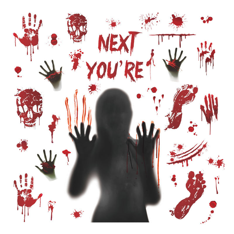 Adesivos De Parede Halloween Horror Bloody Handprint Skull
