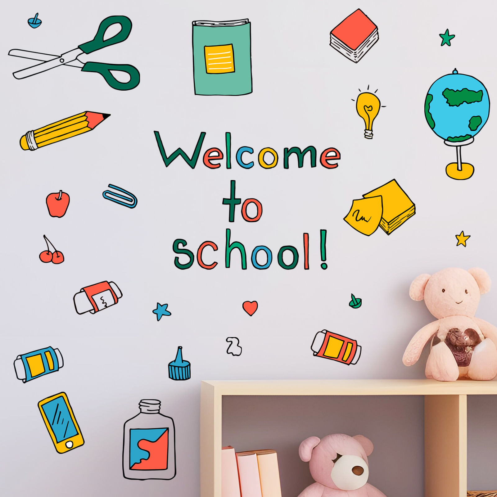 Adesivos De Parede Cartoon Classroom Wallpaper School Pvc