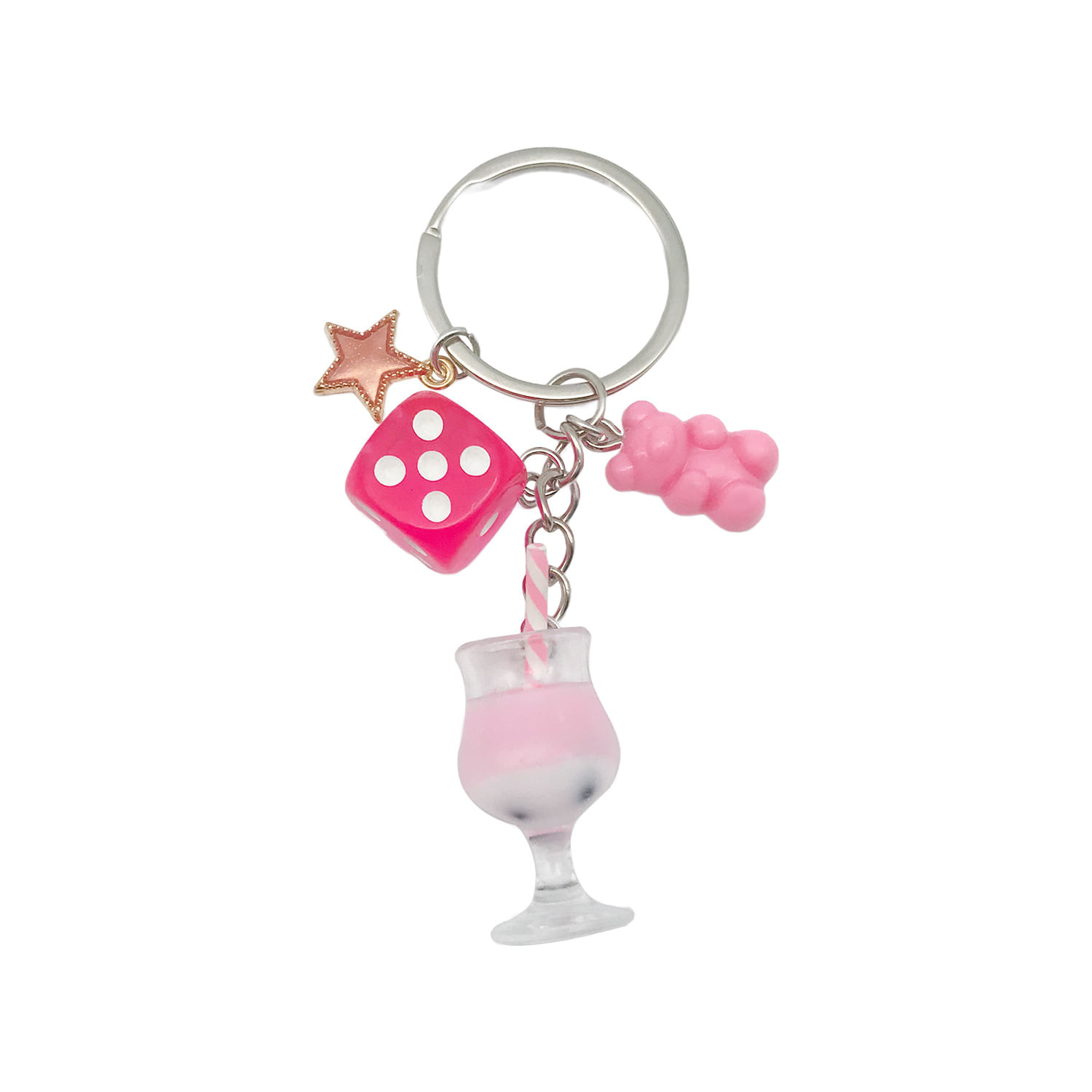 Chaveiro Creative Resin Pink Dice, Candy Bear, Copo De Bebida
