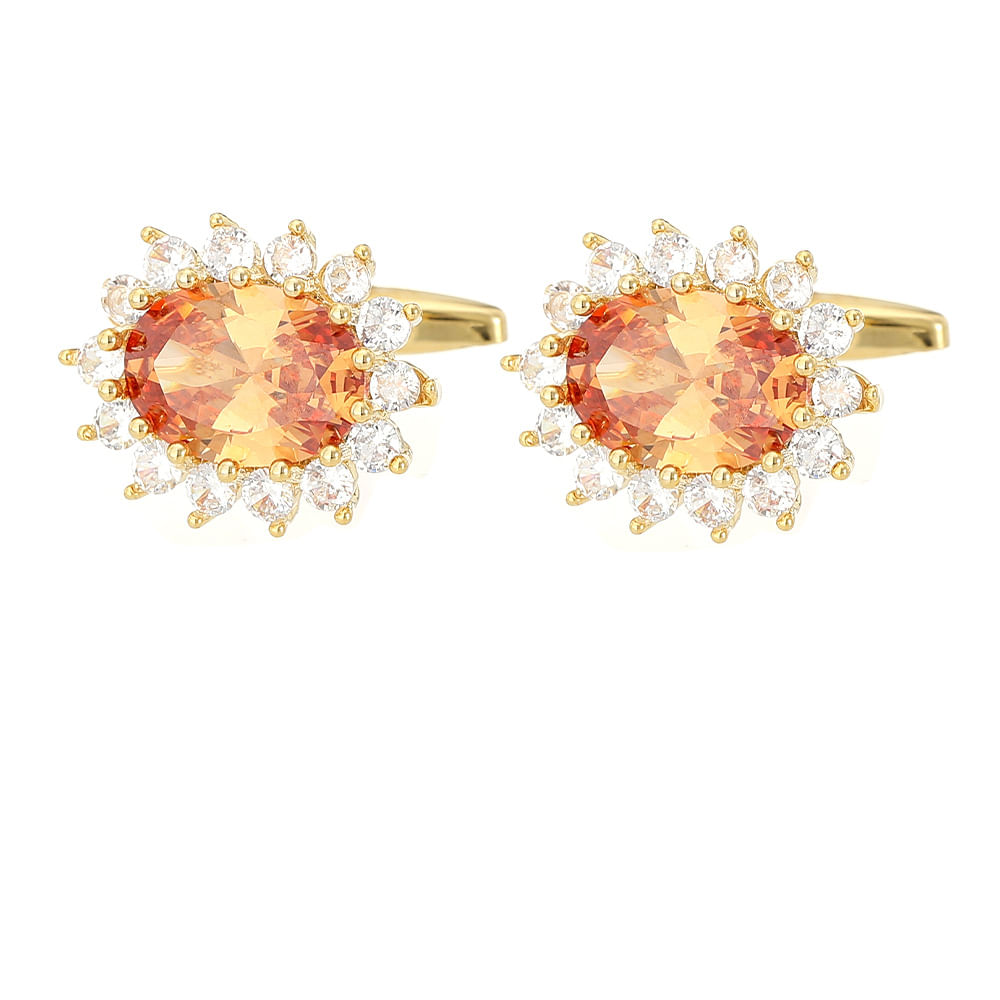 Cufflinks Luxury Crystal Champagne E Clear Gems Copper